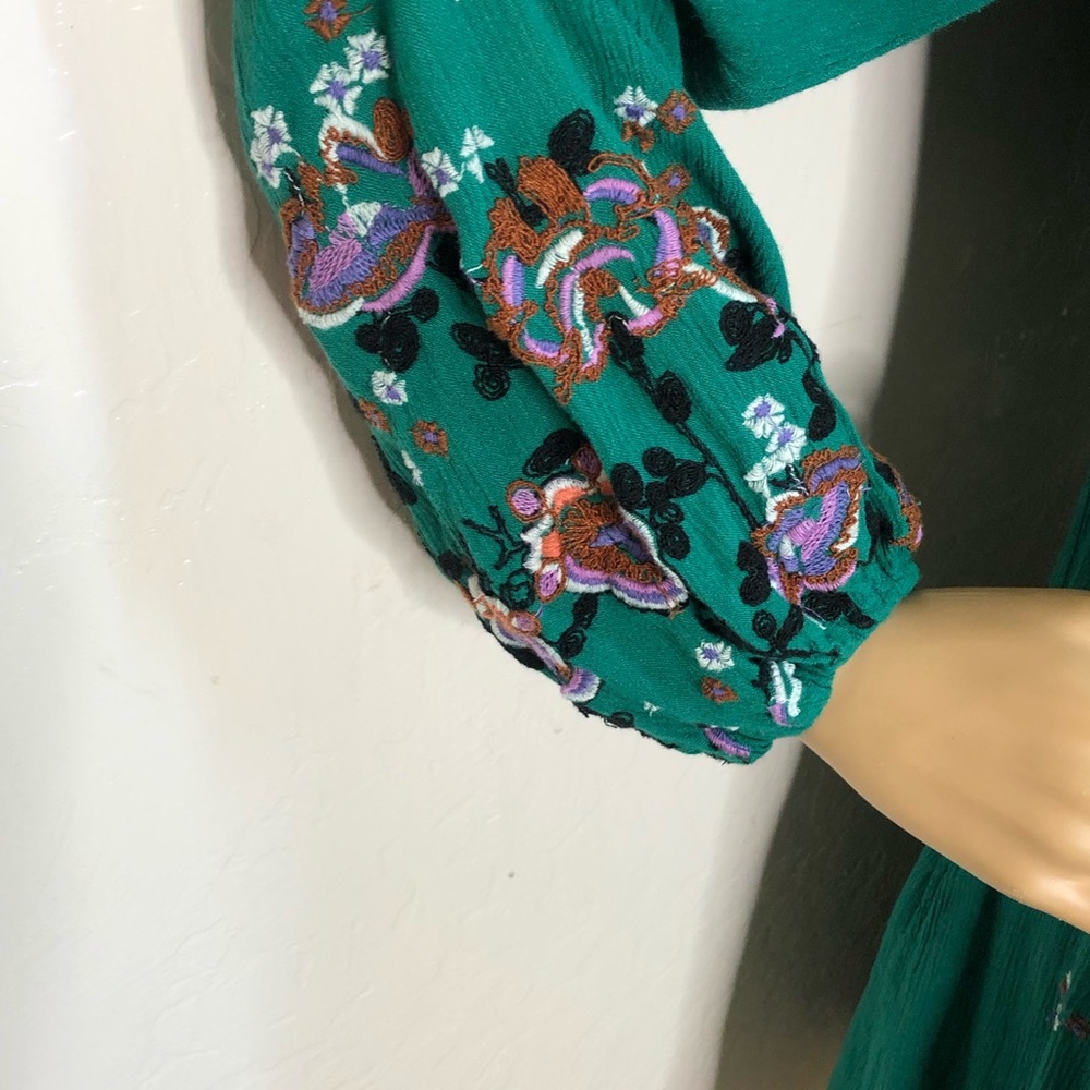 Free People Oxford Green Embroidered Dress - Picture 7 of 8